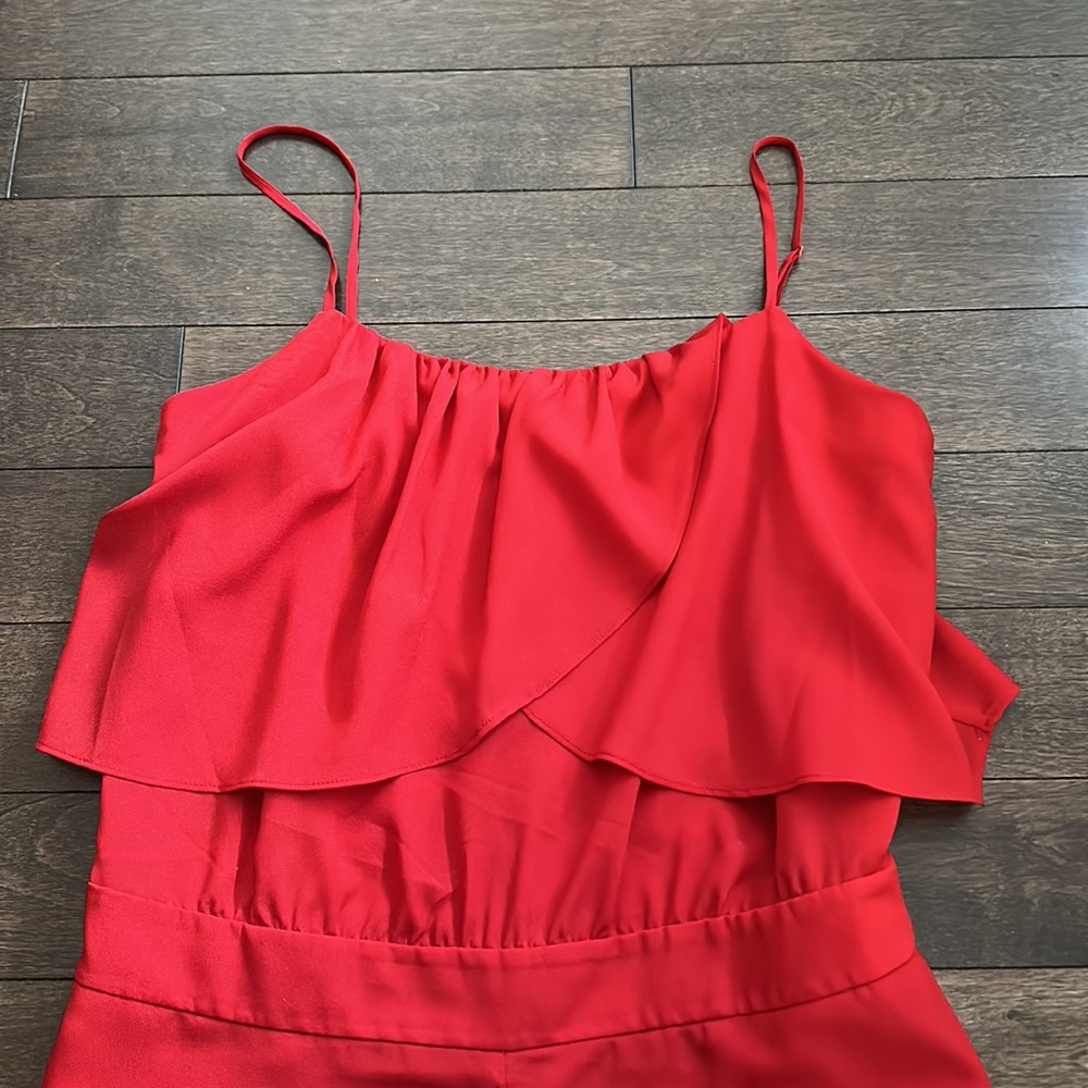 Bebe Draped Romper Pompeian Red 4 - Picture 4 of 10